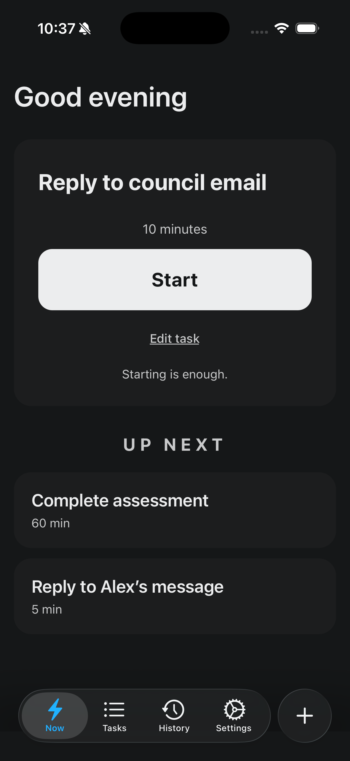 Focusd Now Screen